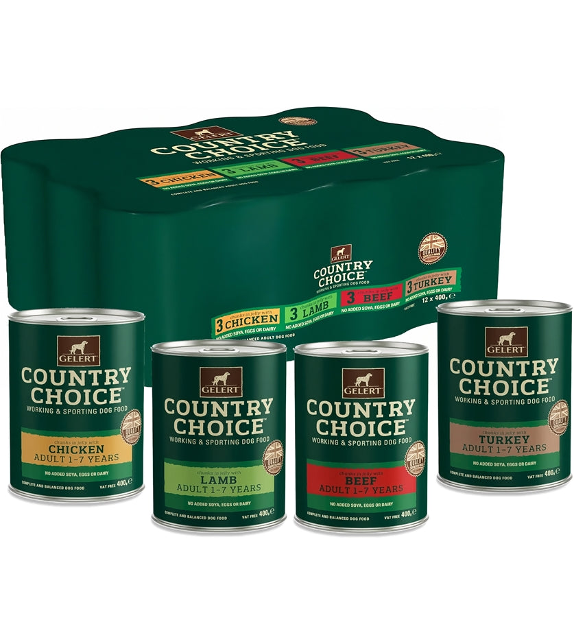 Gelert - Country Choice Working Dog Food Variety Pack 12x400g - Buy Online SPR Centre UK
