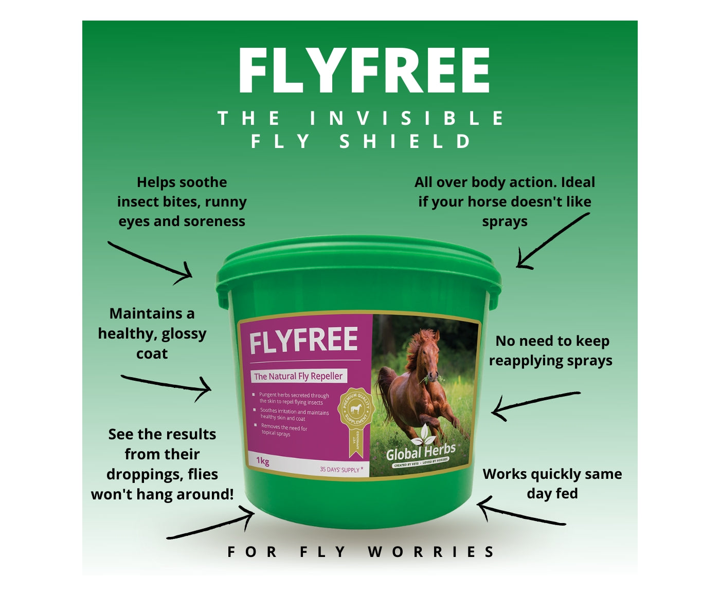 Global Herbs FlyFree 1kg | Horse Supplement - Buy Online SPR Centre UK