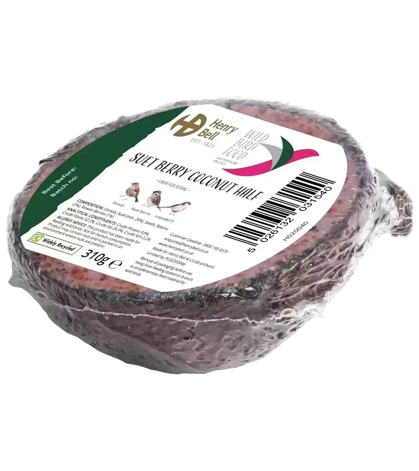 Henry Bell - Suet Berry Coconut Half | Wild Bird Food - Buy Online SPR Centre UK