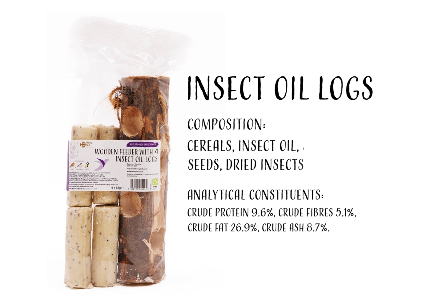 Henry Bell Log Feeder With 4 Insect Oil Logs - Buy Online SPR Centre UK