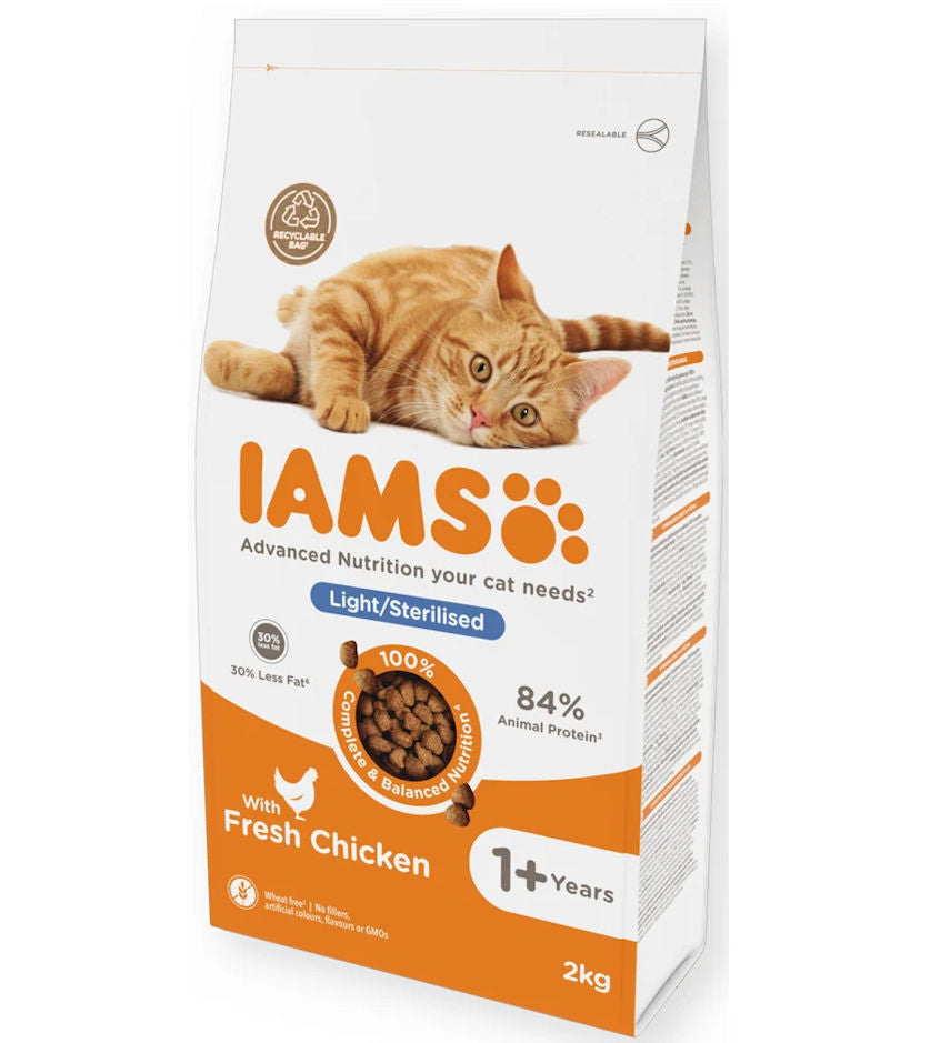IAMS - Adult Light in Fat/Sterilised Cat Food 2kg - Buy Online SPR Centre UK