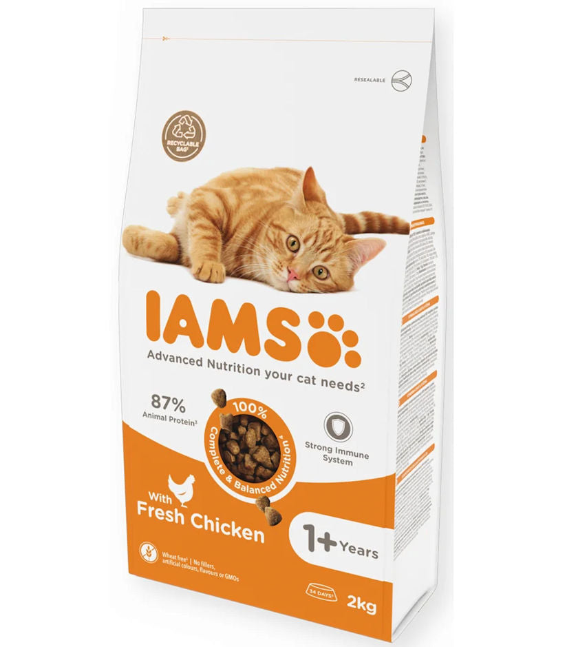 IAMS - Adult Dry Cat Food with Fresh Chicken 2kg - Buy Online SPR Centre UK