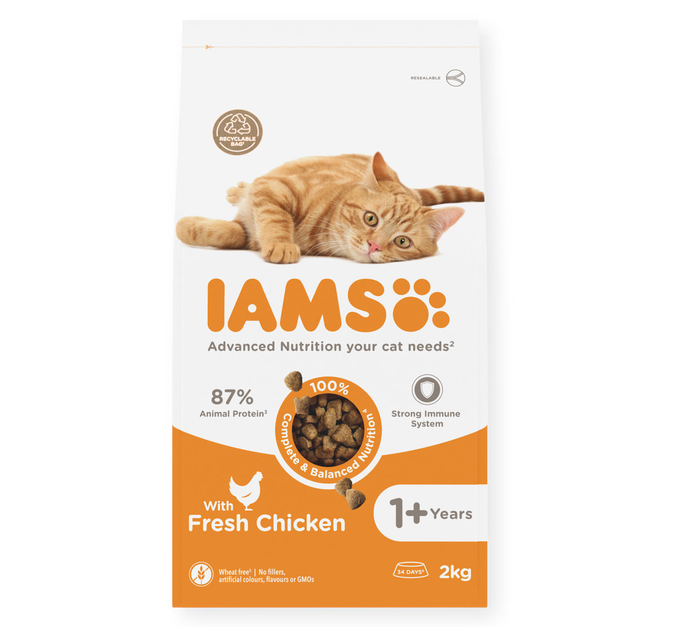IAMS - Adult Dry Cat Food with Fresh Chicken 2kg - Buy Online SPR Centre UK