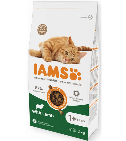 IAMS - Adult Dry Cat Food with Lamb 2kg - Buy Online SPR Centre UK