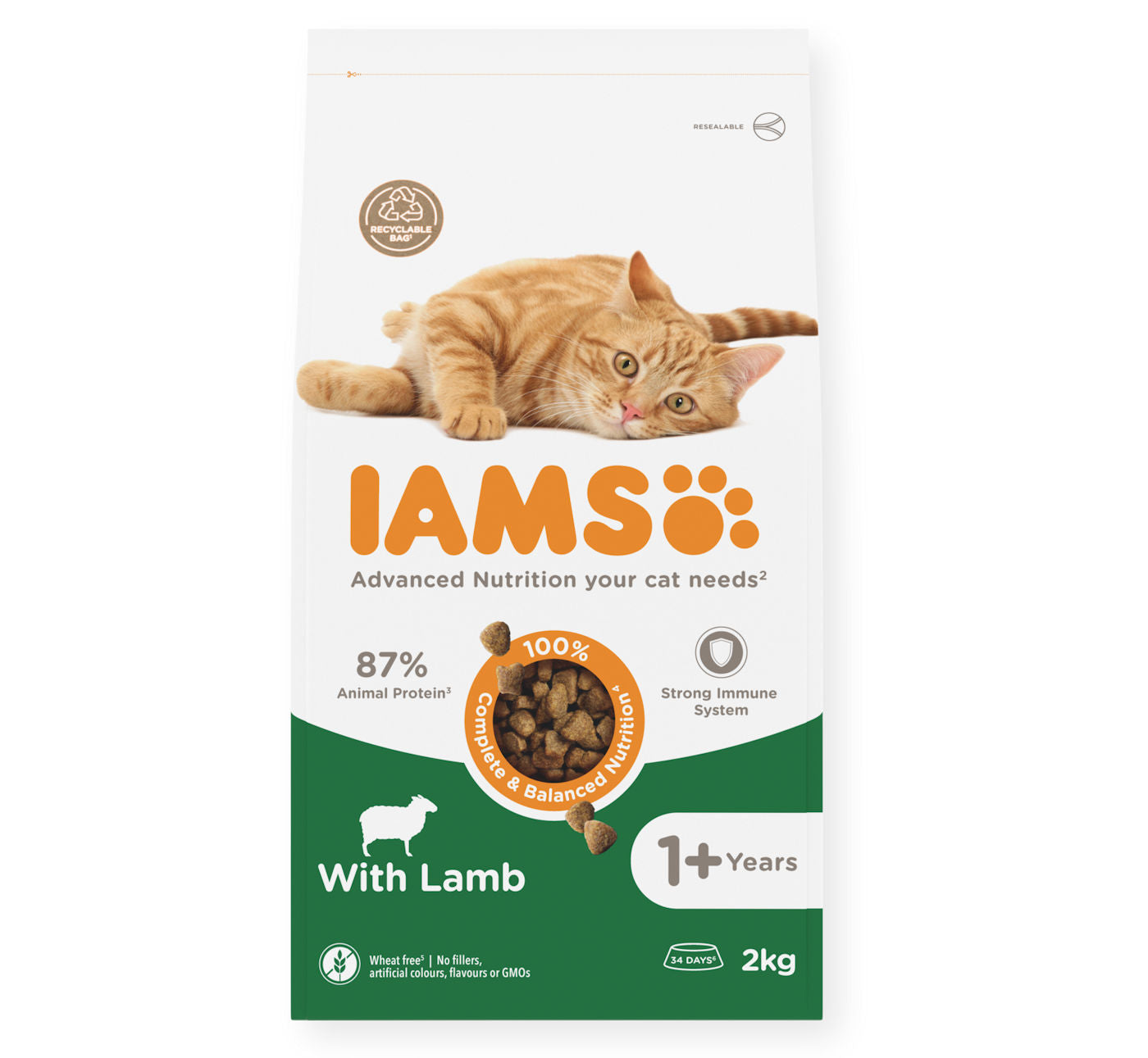 IAMS - Adult Dry Cat Food with Lamb 2kg - Buy Online SPR Centre UK