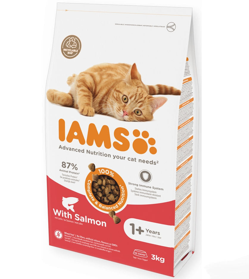 IAMS - Adult Dry Cat Food with Salmon 2kg - Buy Online SPR Centre UK
