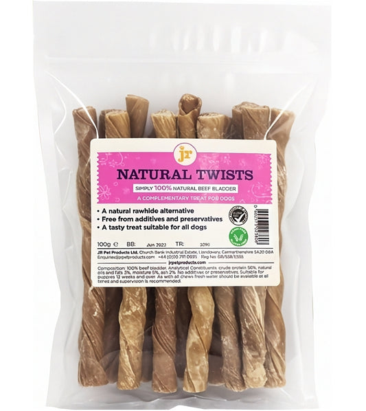 JR Pet Products - Natural Twists (Beef) 100g - Buy Online SPR Centre UK