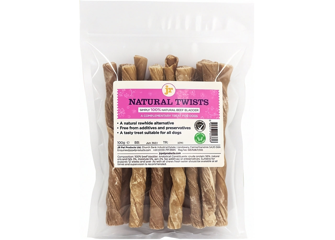 JR Pet Products - Natural Twists (Beef) 100g - Buy Online SPR Centre UK