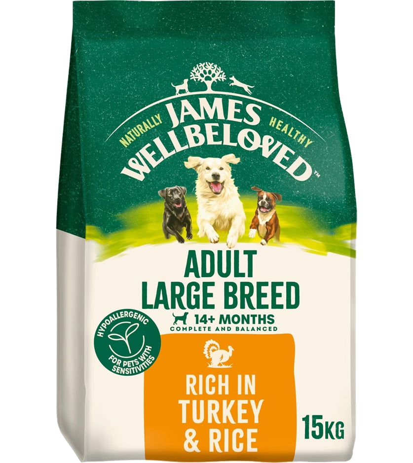 James Wellbeloved Adult Large Breed Dog Food - Turkey & Rice 15kg - Buy Online SPR Centre UK