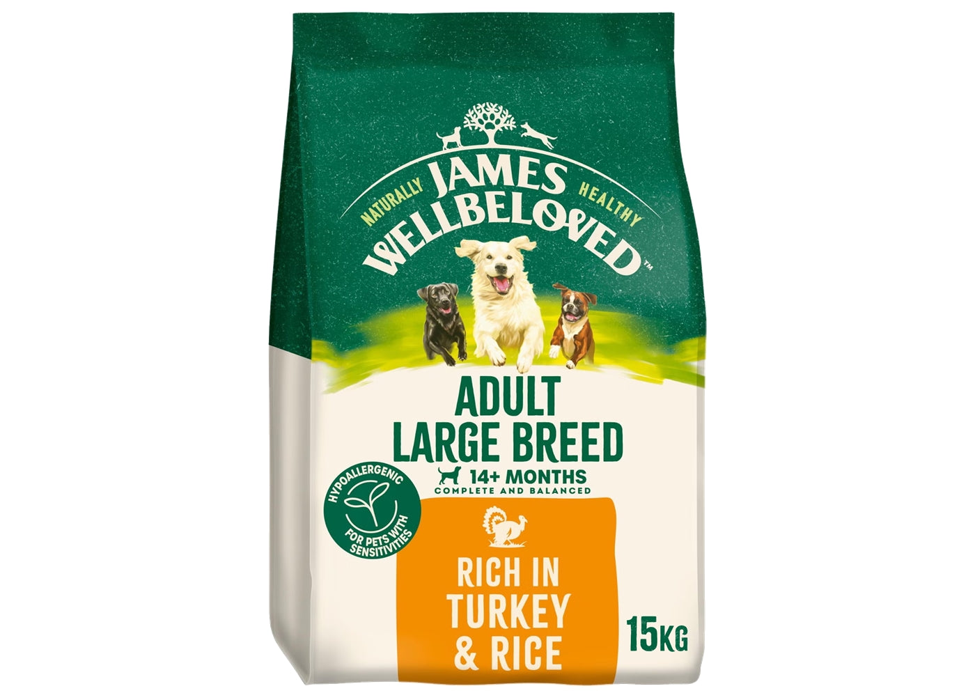 James Wellbeloved Adult Large Breed Dog Food - Turkey & Rice 15kg - Buy Online SPR Centre UK