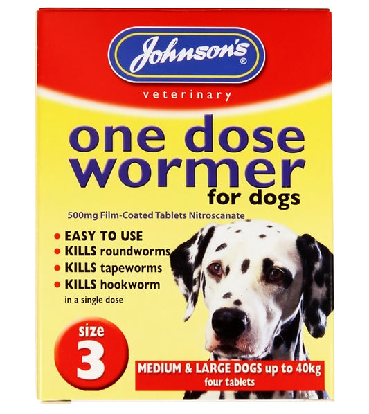 Johnson's - One Dose Wormer for Larger Dogs 8-40kg - Buy Online SPR Centre UK