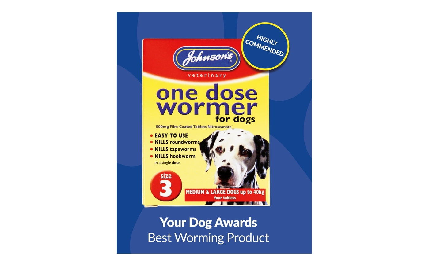 Johnson's - One Dose Wormer for Larger Dogs 8-40kg - Buy Online SPR Centre UK