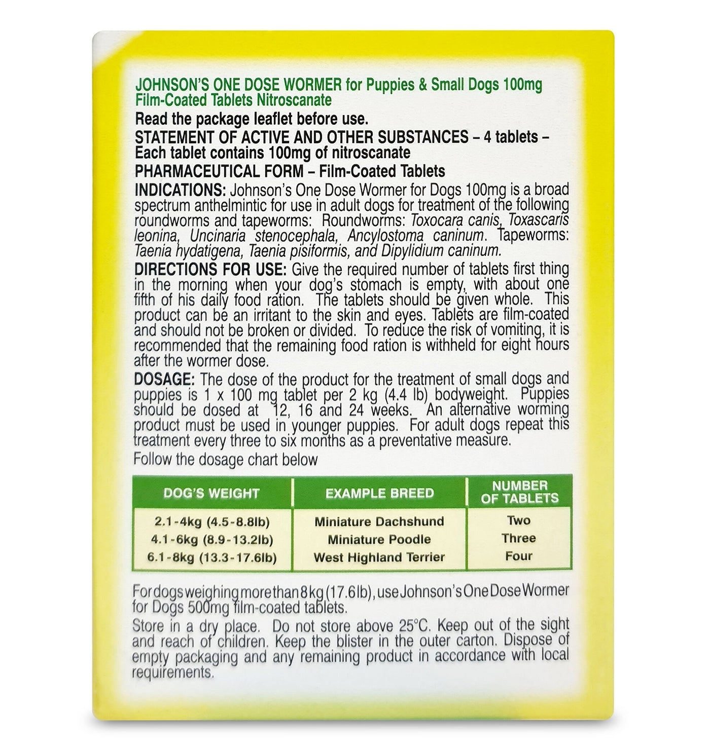 Johnson's - One Dose Wormer for Puppies & Small Dogs - Buy Online SPR Centre UK