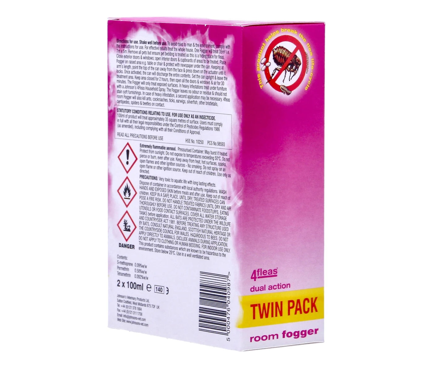 Johnson's 4fleas Room Fogger (Twin Pack) - Buy Online SPR Centre UK
