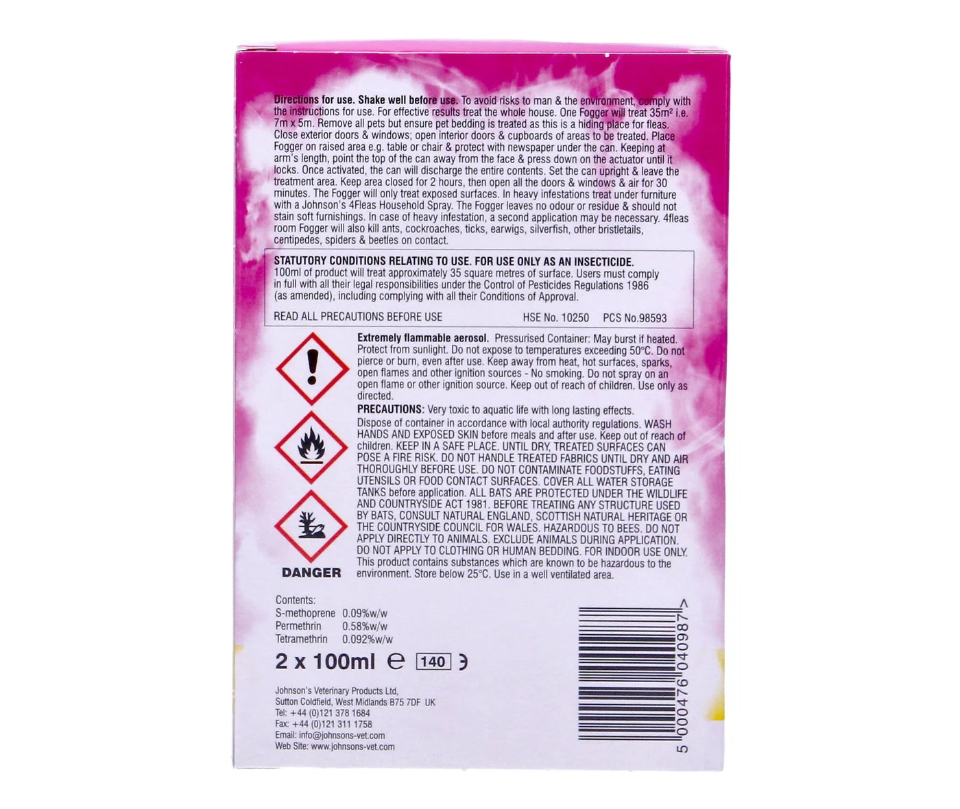Johnson's 4fleas Room Fogger (Twin Pack) - Buy Online SPR Centre UK