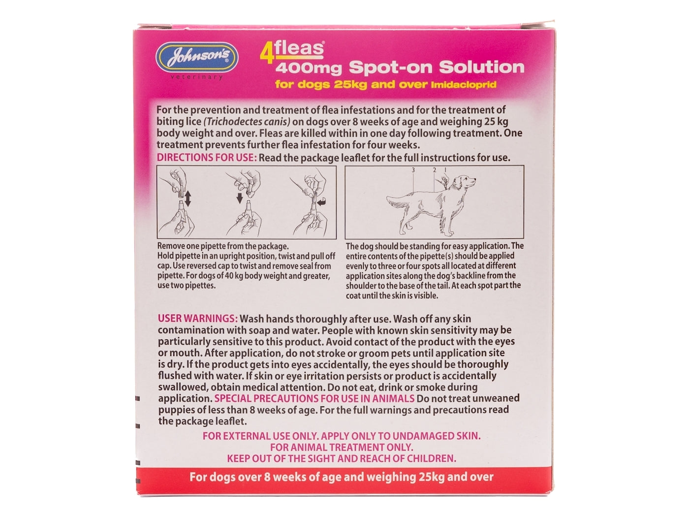 Johnson's 4fleas Spot-on for Large Dogs - Buy Online SPR Centre UK