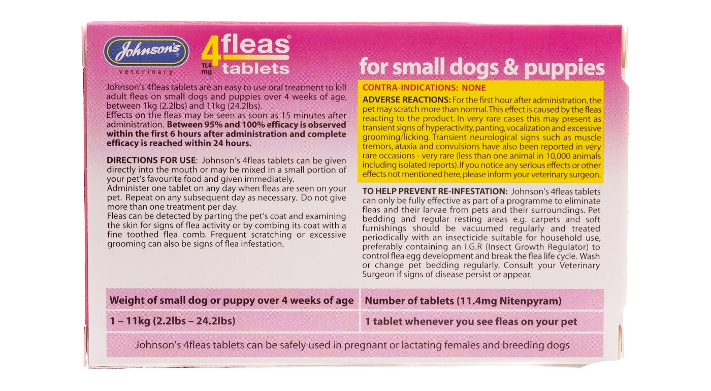 Johnson's 4fleas Tablets for Puppies & Small Dogs - 3 x tablets - Buy Online SPR Centre UK