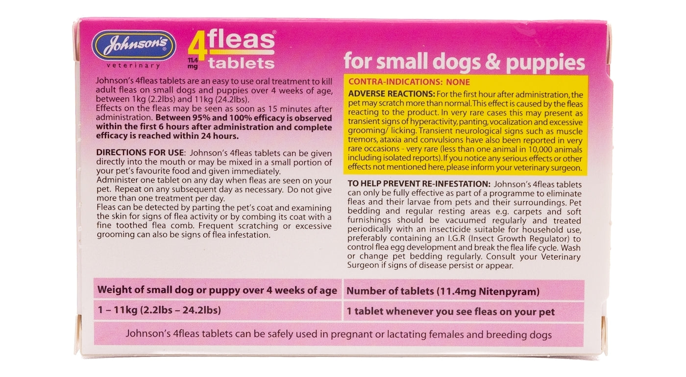 Johnson's 4fleas Tablets for Puppies & Small Dogs - 6 x tablets - Buy Online SPR Centre UK