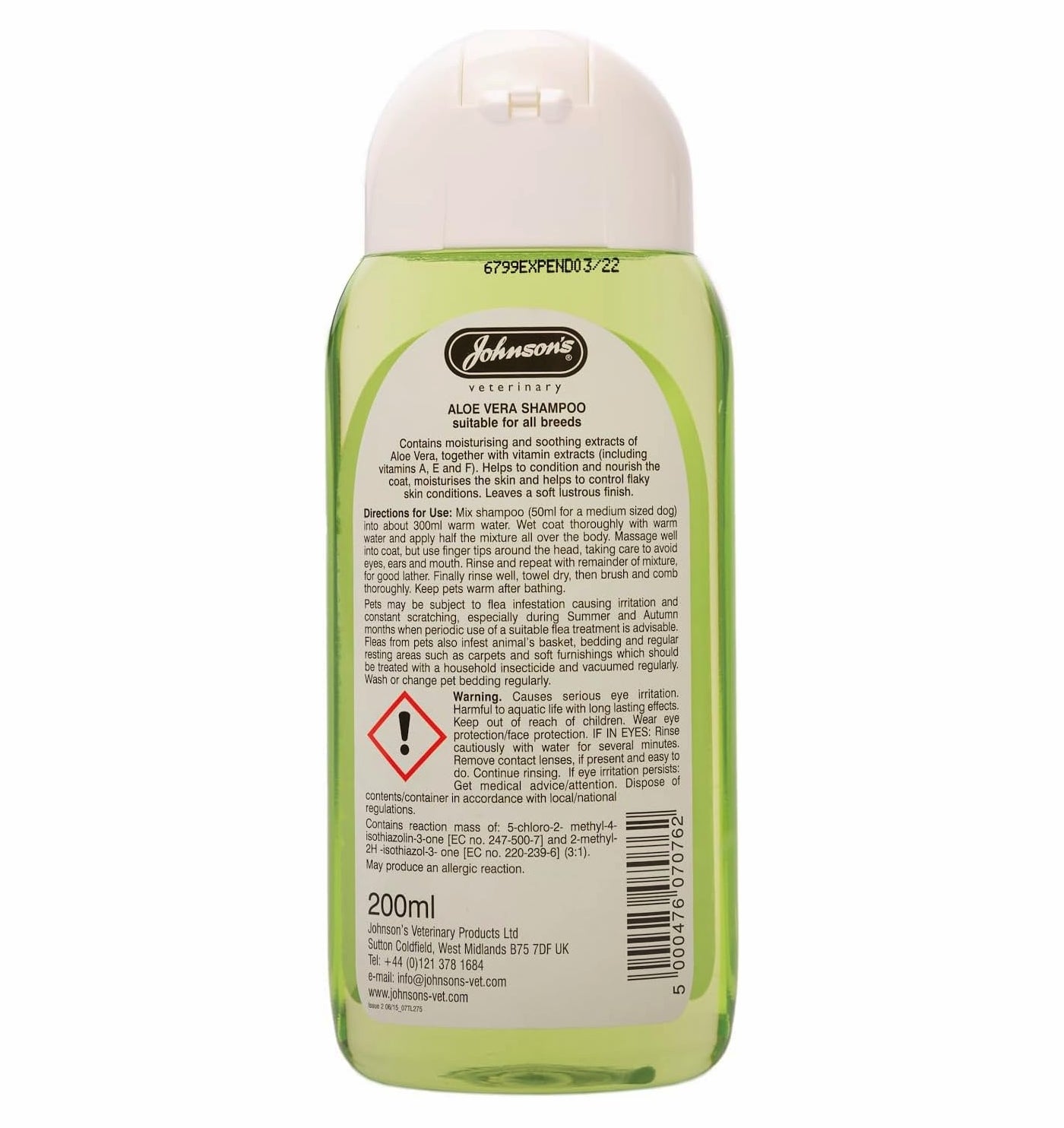 Johnson's Aloe Vera Shampoo for Dogs 200ml - Buy Online SPR Centre UK