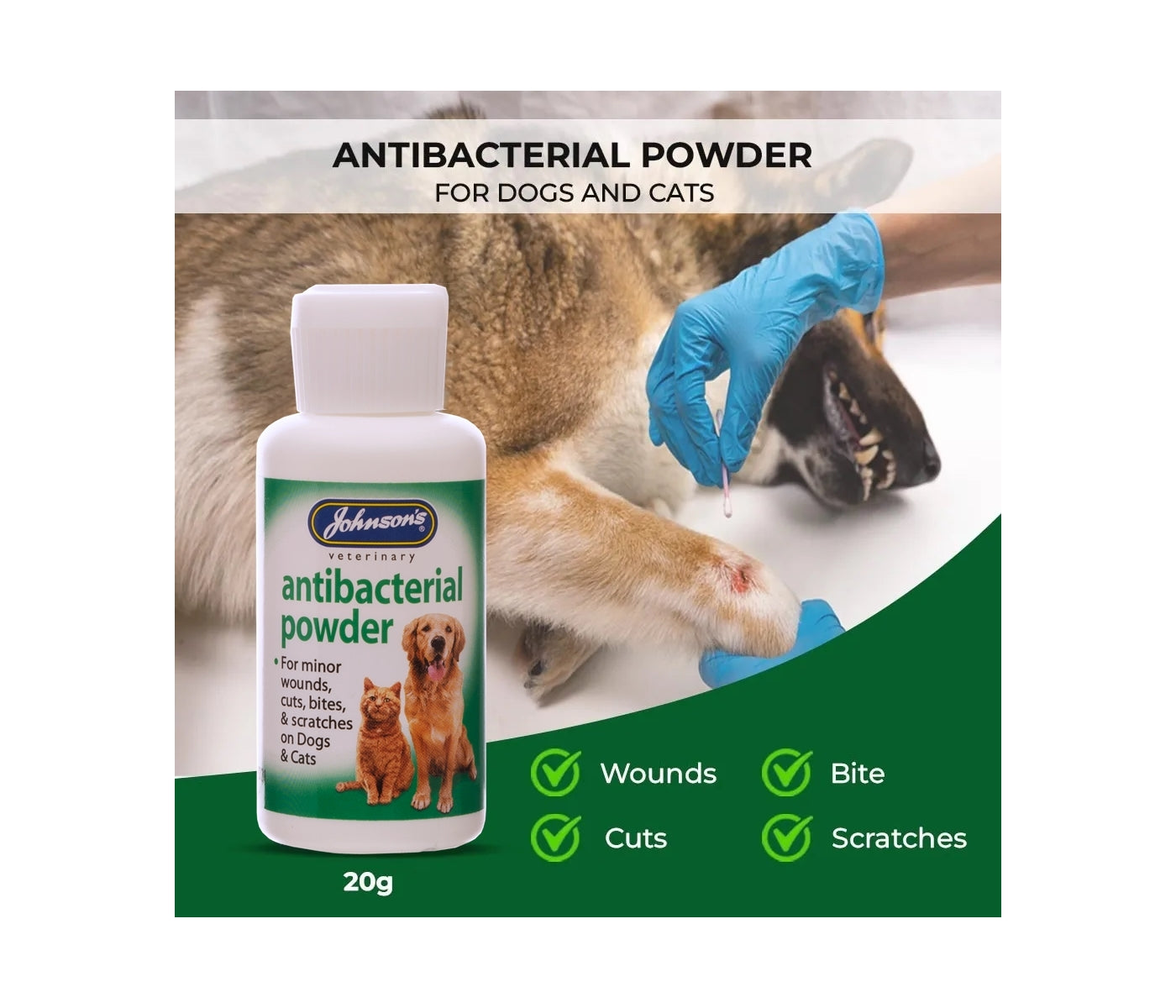 Johnson's - Antibacterial Powder for Dogs & Cats - Buy Online SPR Centre UK