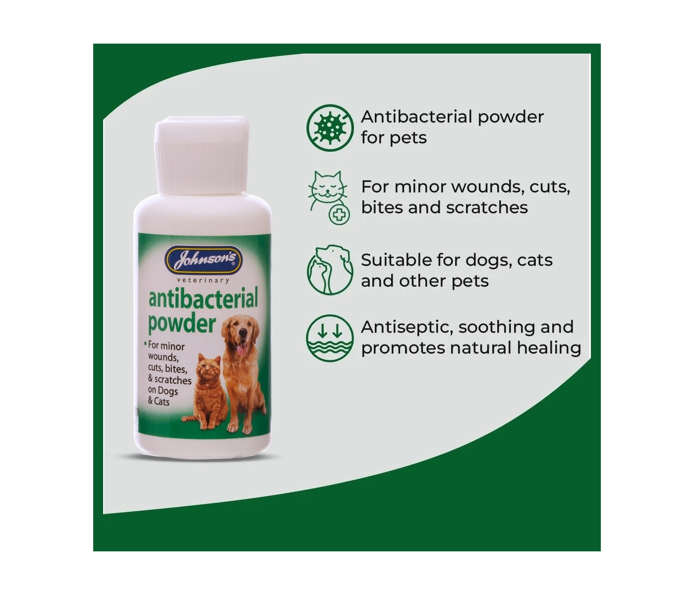 Johnson's - Antibacterial Powder for Dogs & Cats - Buy Online SPR Centre UK