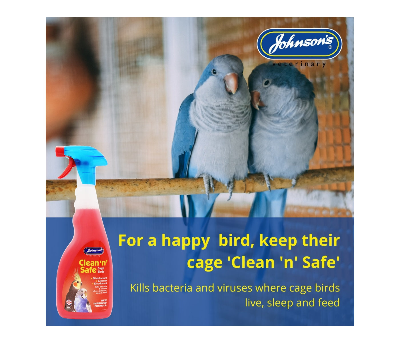 Johnson's - Clean 'n' Safe for Cage Birds - Buy Online SPR Centre UK