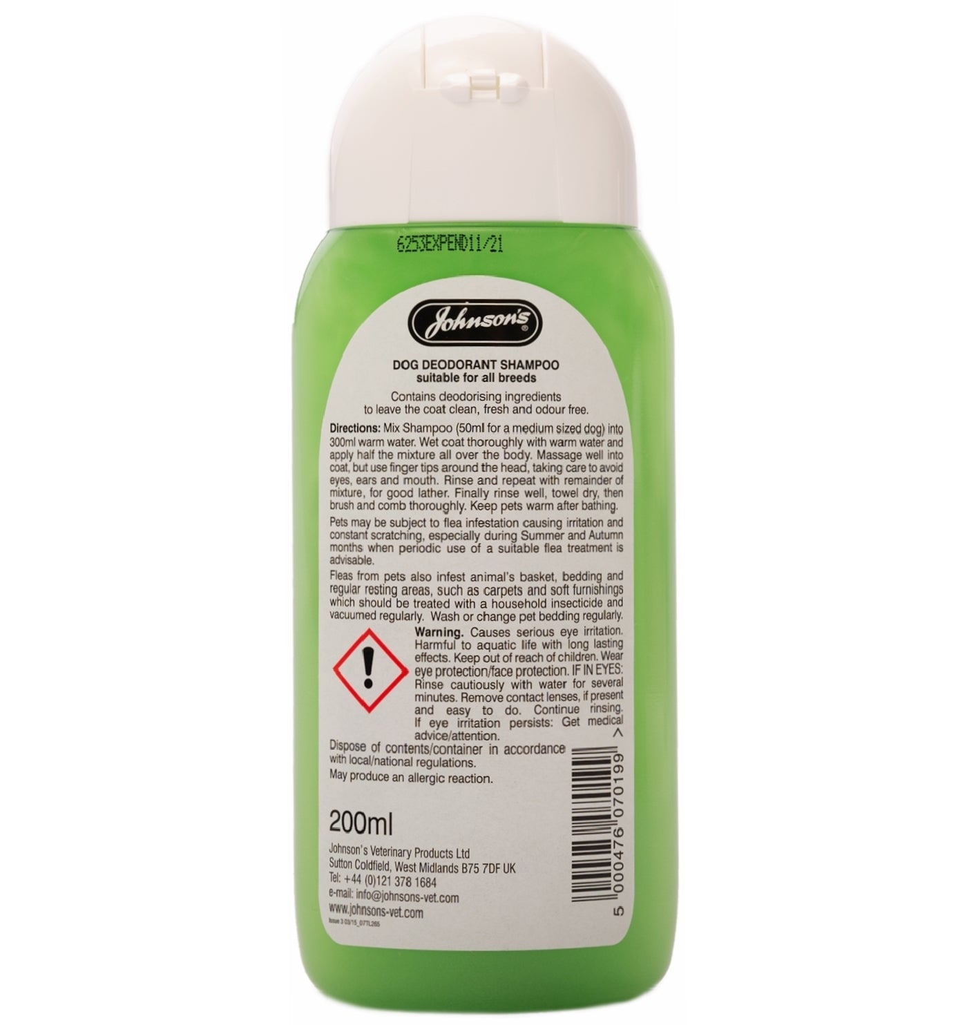 Johnson's Dog Deodorant Shampoo 200ml - Buy Online SPR Centre UK