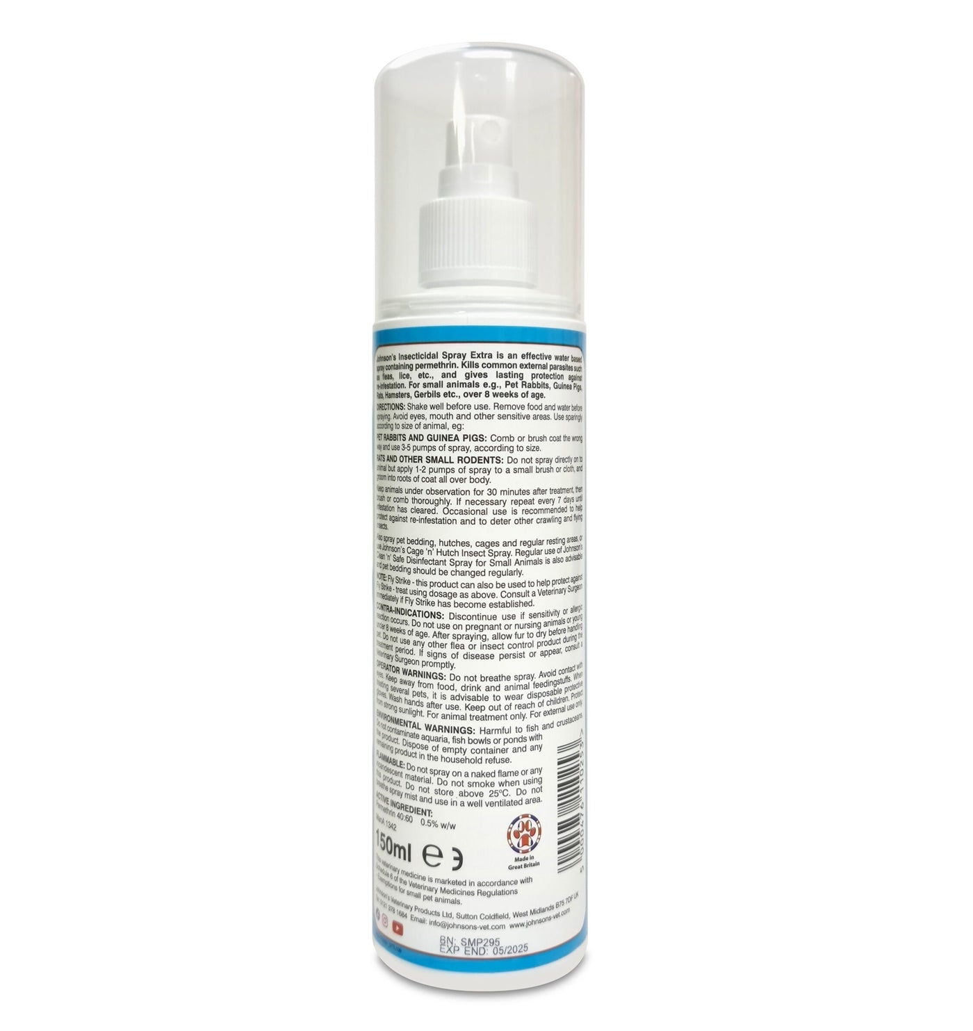 Johnson's Insecticidal Spray Extra for Small Animals - Buy Online SPR Centre UK