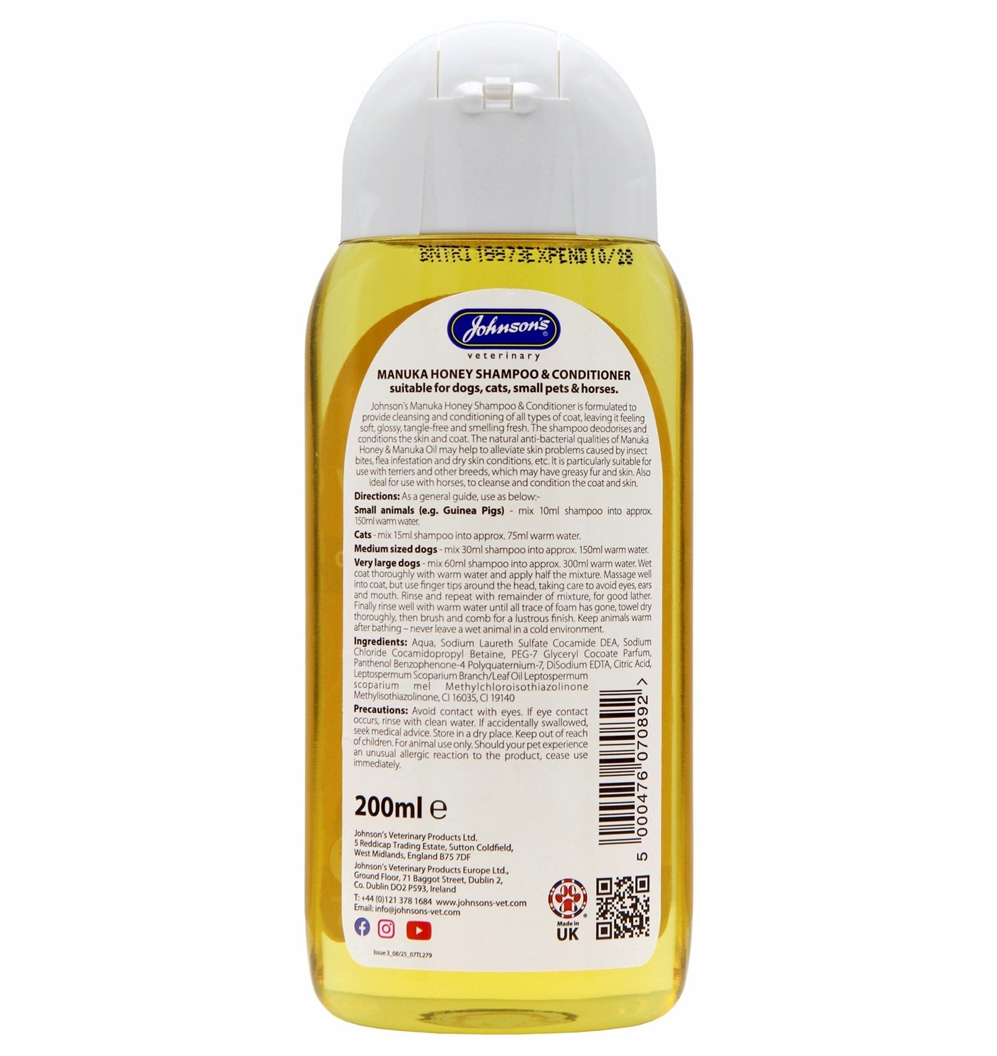 Johnson's Manuka Honey Shampoo & Conditioner 200ml - Buy Online SPR Centre UK