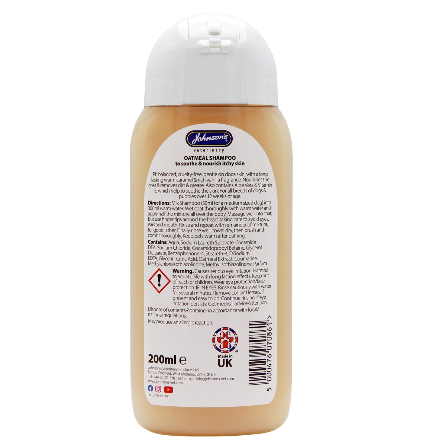 Johnson's - Oatmeal Shampoo for Dogs - Buy Online SPR Centre UK