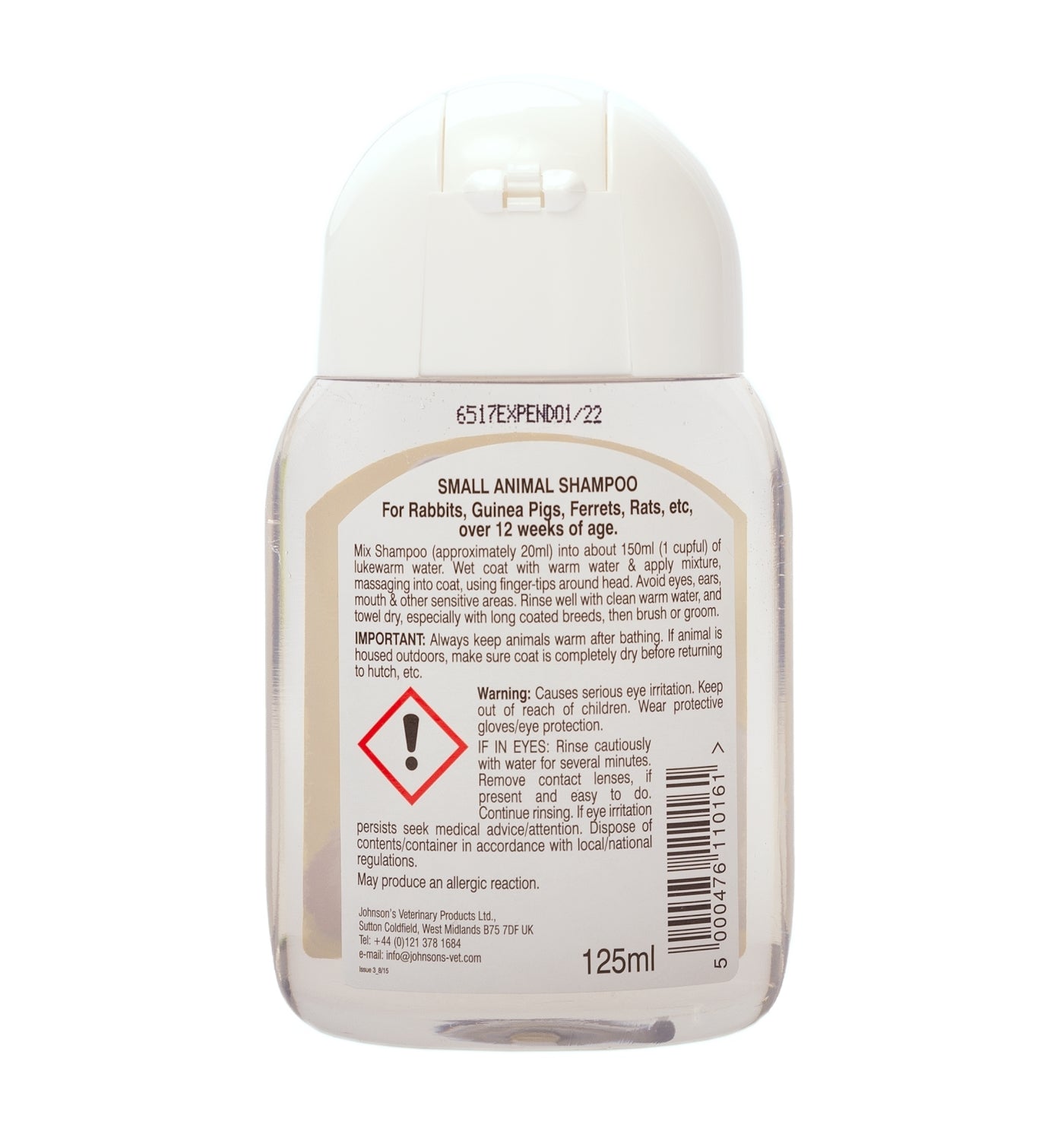 Johnson's - Small Animal Shampoo 125ml - Buy Online SPR Centre UK