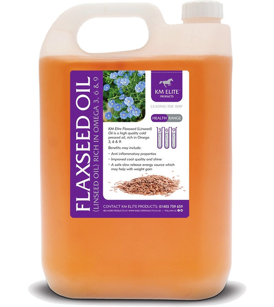 KM Elite Flaxseed (Linseed) Oil 5 Litres | Horse Care - Buy Online SPR Centre UK