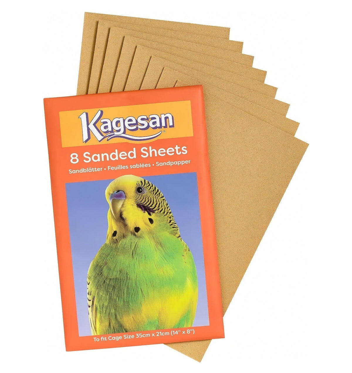 Kagesan - Cage Bird Sanded Sheets (Orange) - 35cm x 21cm - 8 Pack - Buy Online SPR Centre UK