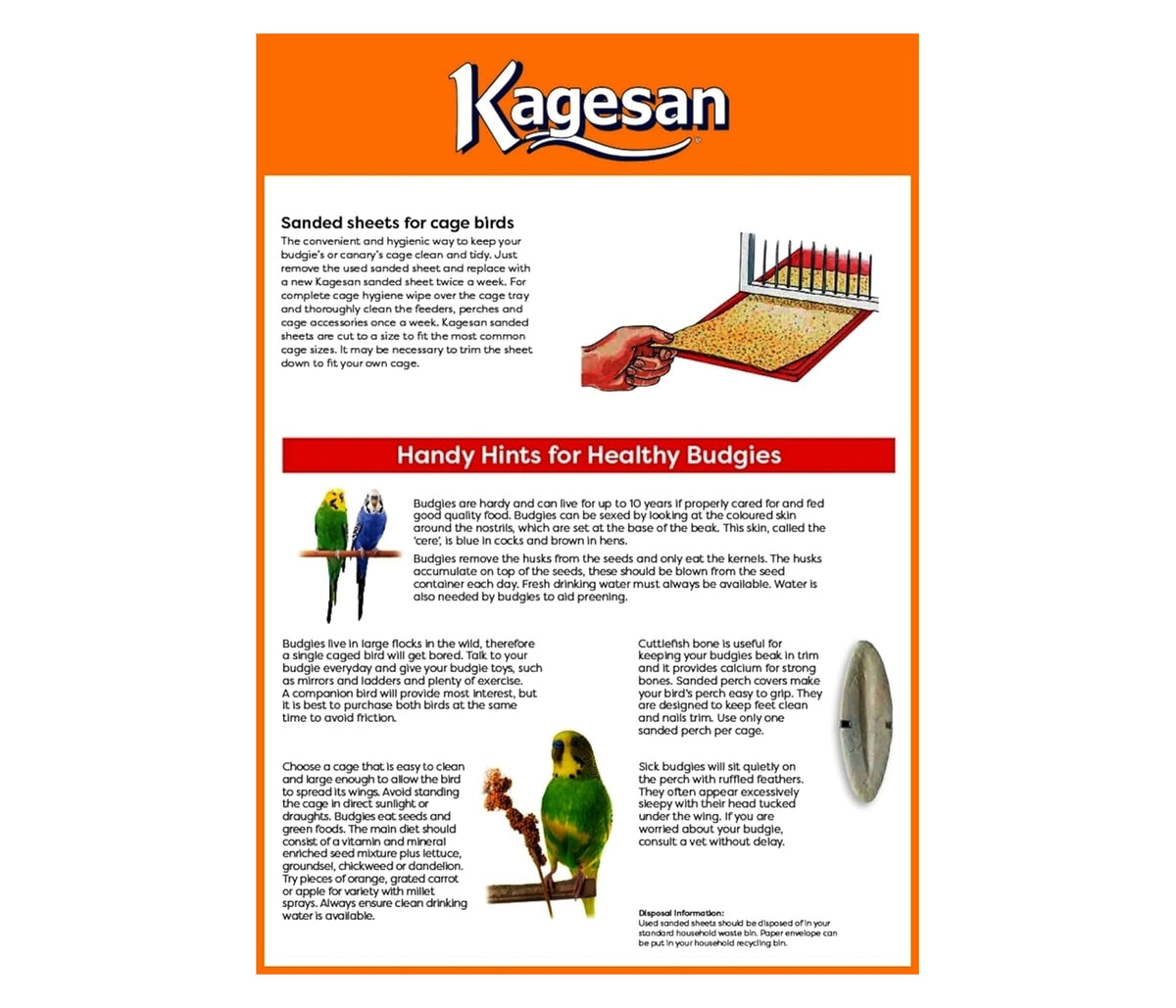Kagesan - Cage Bird Sanded Sheets (Orange) - 35cm x 21cm - 8 Pack - Buy Online SPR Centre UK