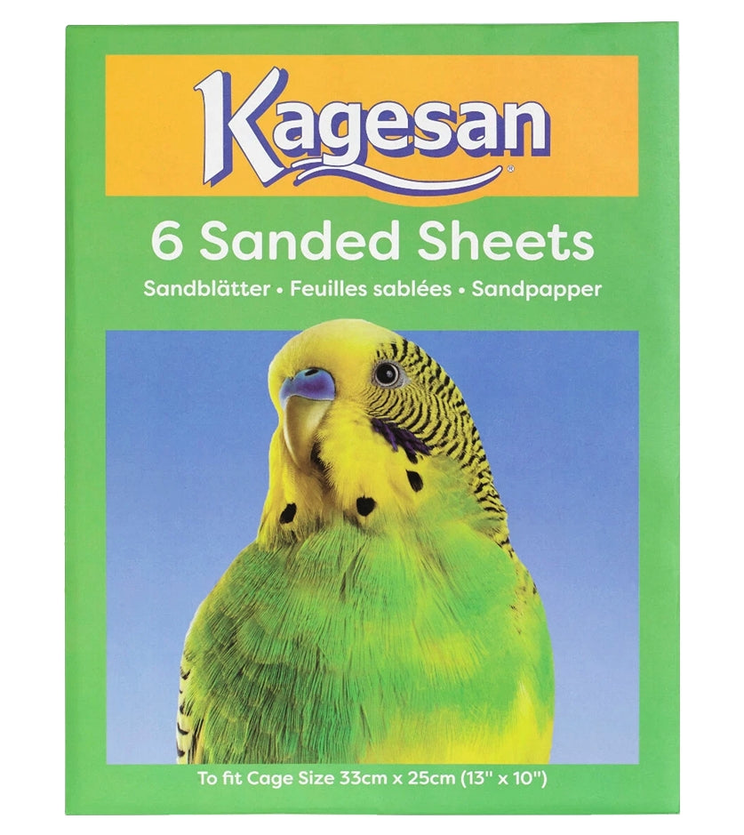 Kagesan - Cage Bird Sanded Sheets (Green) - 33cm x 25cm - 6 Pack - Buy Online SPR Centre UK