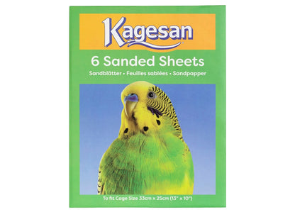 Kagesan - Cage Bird Sanded Sheets (Green) - 33cm x 25cm - 6 Pack - Buy Online SPR Centre UK