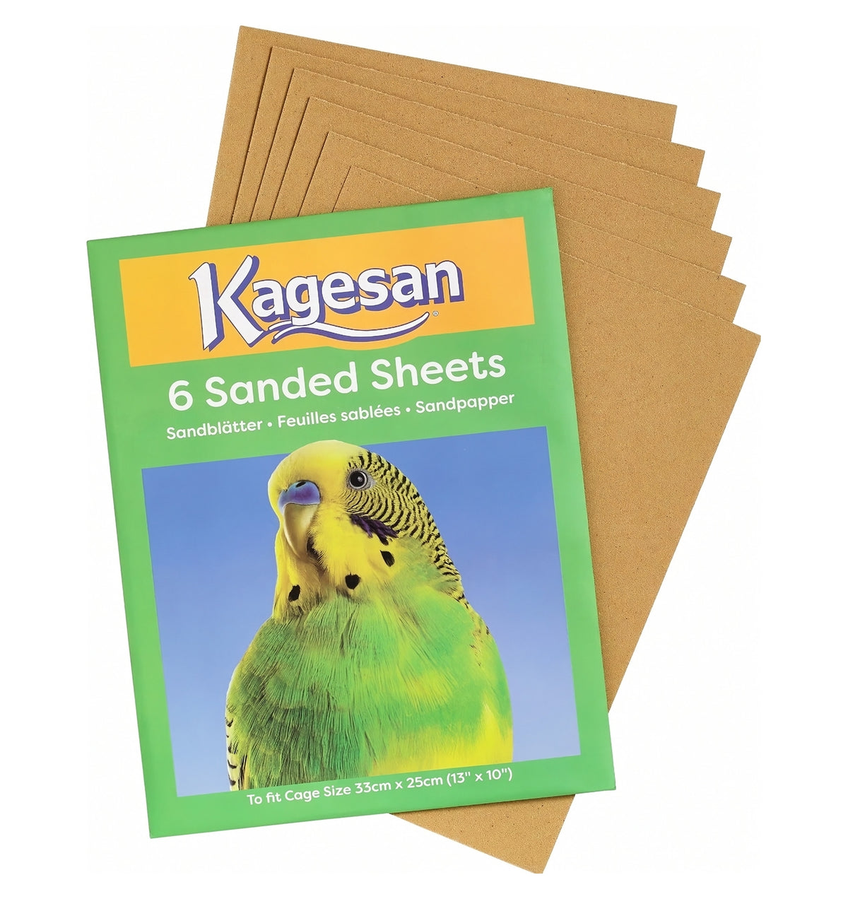 Kagesan - Cage Bird Sanded Sheets (Green) - 33cm x 25cm - 6 Pack - Buy Online SPR Centre UK