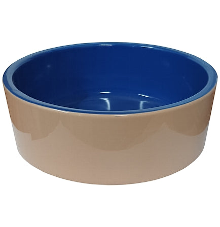 Lazy Bones - Beige and Blue Ceramic Dog Bowl