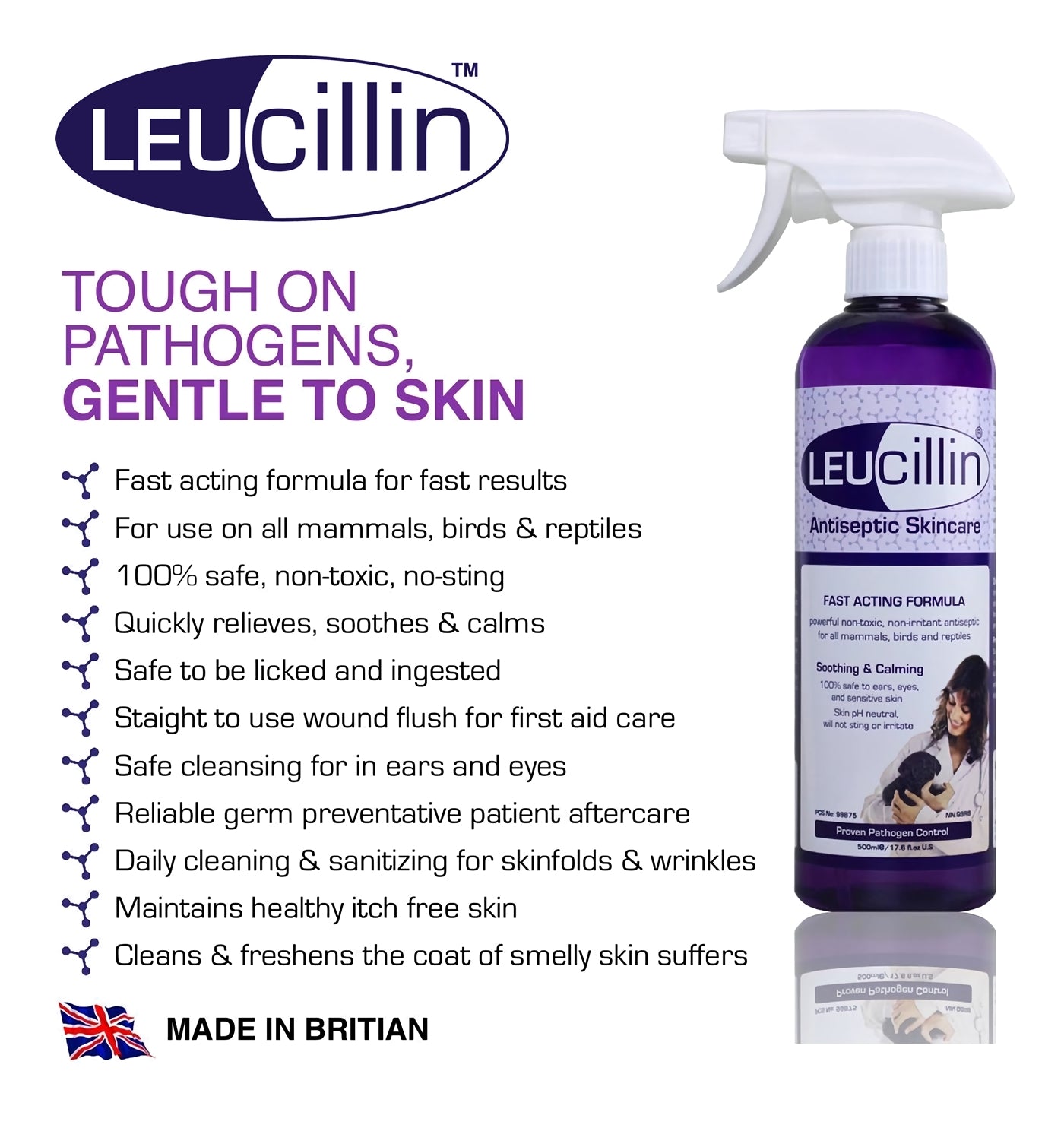 Leucillin - Antiseptic Skin Care for Animals - Buy Online SPR Centre UK