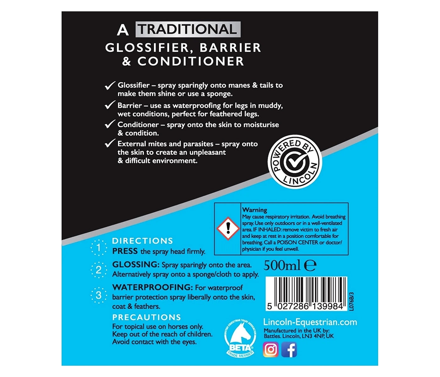 Lincoln - Pig Oil Spray | Animal Care - Buy Online SPR Centre UK