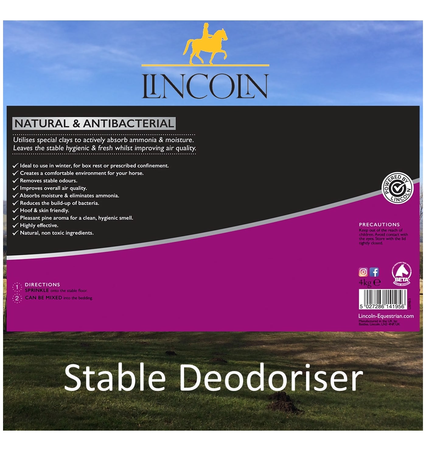 Lincoln - Stable Deodoriser Powder 4kg - Buy Online SPR Centre UK