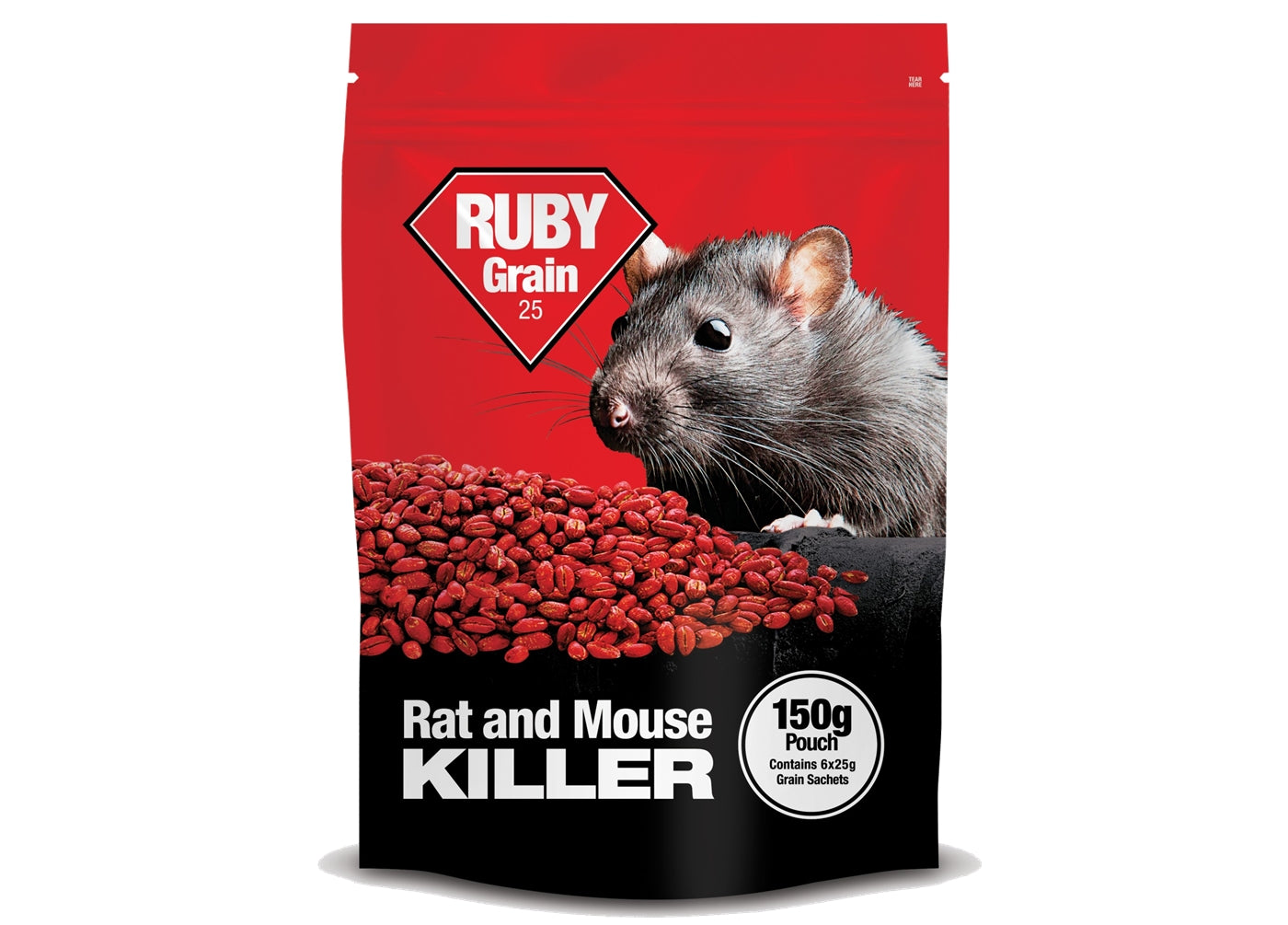 Lodi - Ruby Grain 25 Rat & Mouse Killer - 150g Pouch (6 x 25g Sachets) - Buy Online SPR centre UK