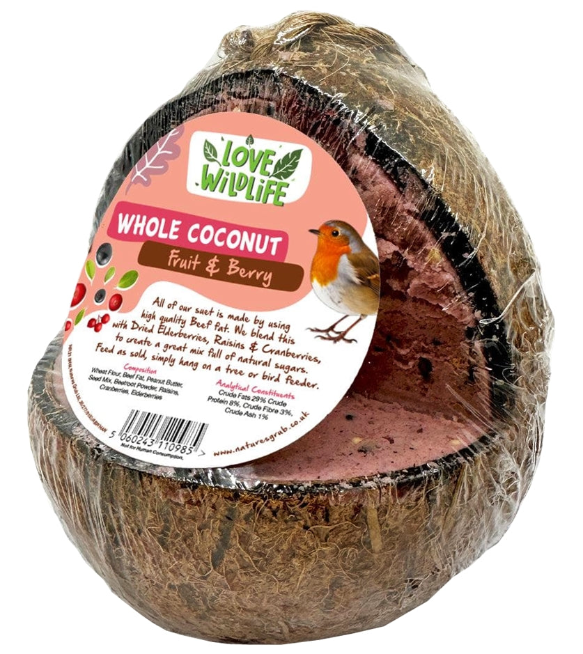 Love Wildlife - Fruit & Berry Whole Coconut | Wild Bird Care - Buy Online SPR Centre UK