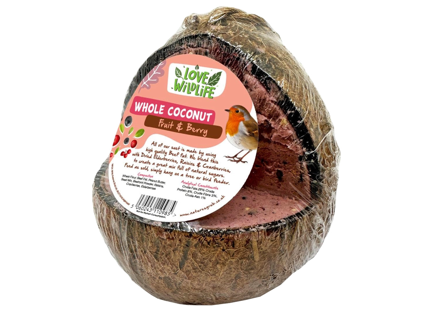 Love Wildlife - Fruit & Berry Whole Coconut | Wild Bird Care - Buy Online SPR Centre UK