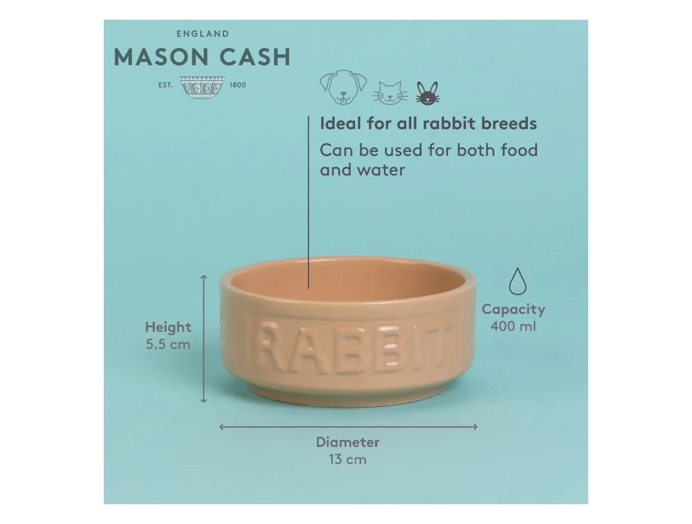Mason Cash - Cane Lettered Rabbit Bowl 13cm - Buy Online SPR Centre UK