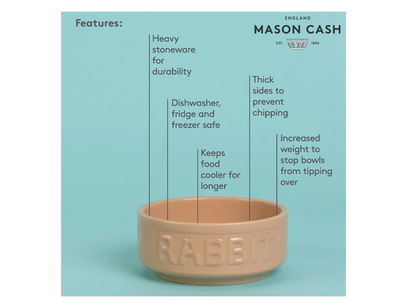 Mason Cash - Cane Lettered Rabbit Bowl 13cm - Buy Online SPR Centre UK