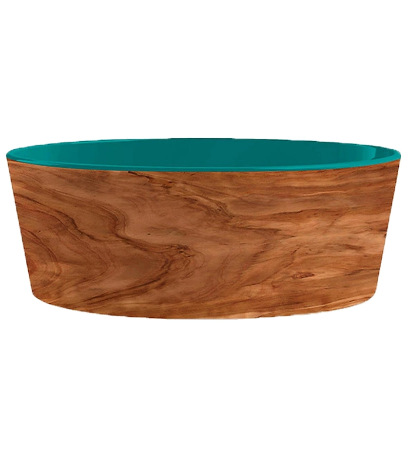 Wood Effect Teal Melamine Dog Bowl - Buy Online SPR Centre UK