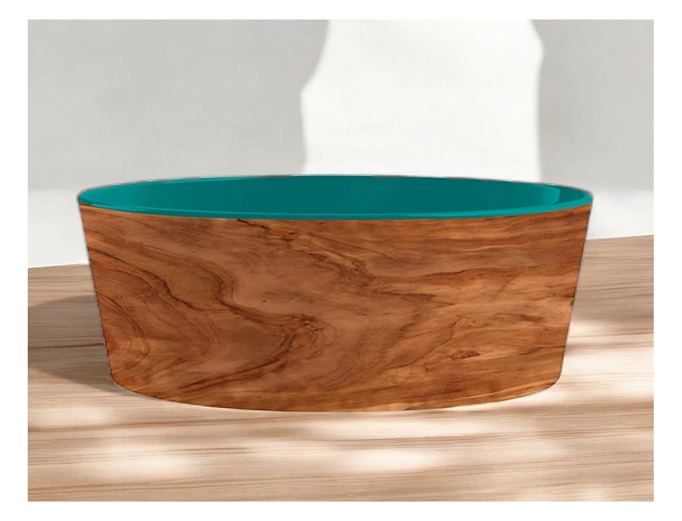 Wood Effect Teal Melamine Dog Bowl - Buy Online SPR Centre UK