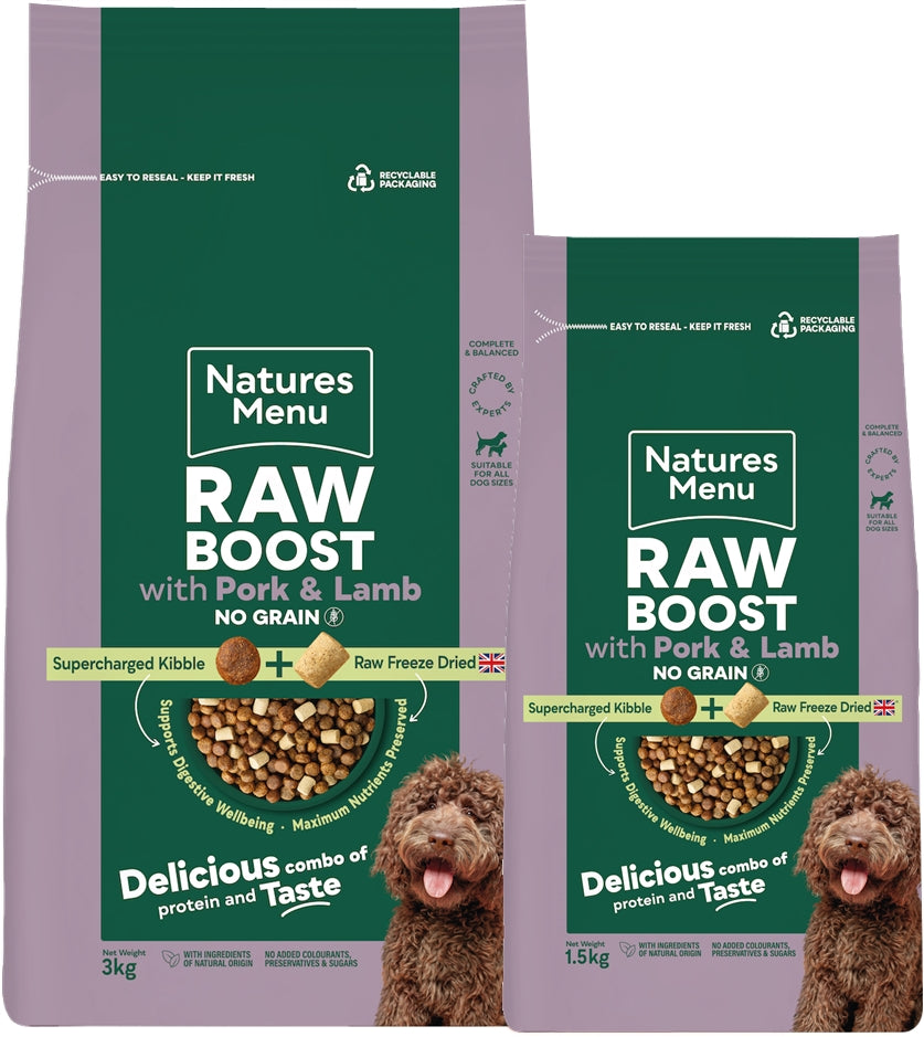 Natures Menu Raw Boost with Pork & Lamb | Freeze Dried Dog Food - Buy Online SPR Centre 