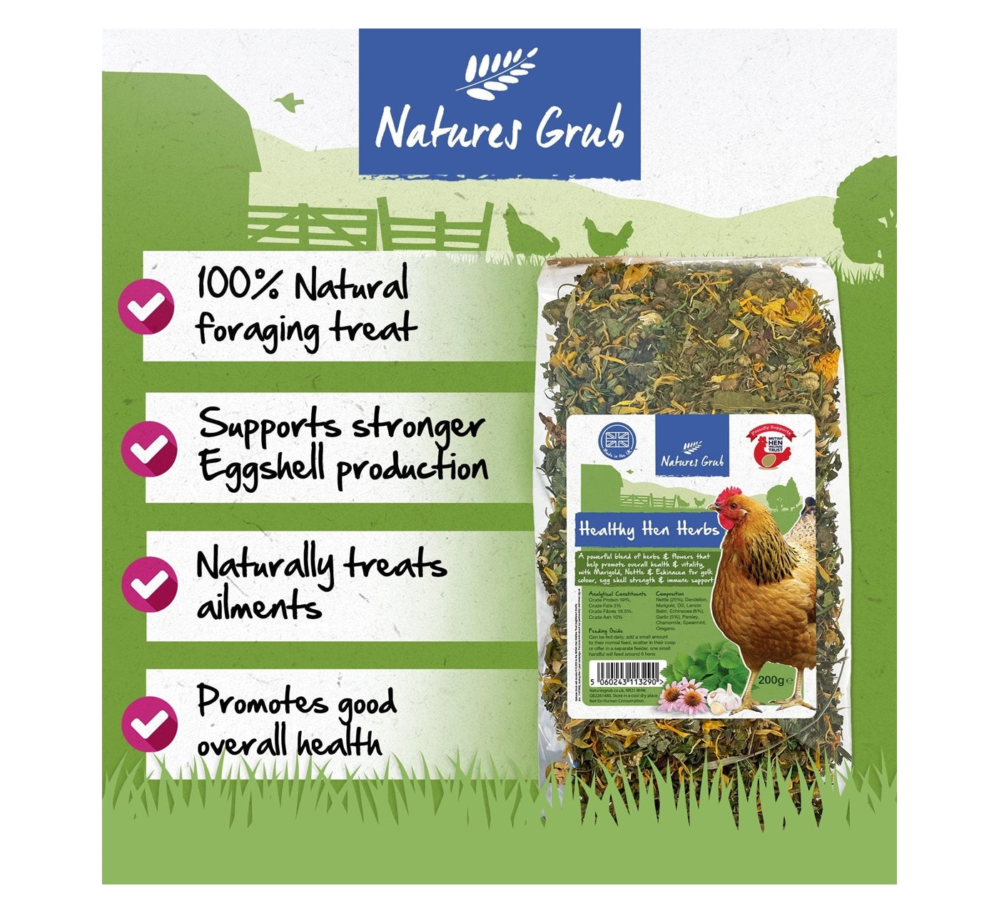 Natures Grub - Healthy Hen Herbs for Chickens - Buy Online SPR Centre UK